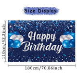 Happy Birthday Banner, Blue & Silver Birthday Party Decorations, Party Supplies For Men, Women & Kids, Photo Background Banner Decor For Indoor & Outdoor