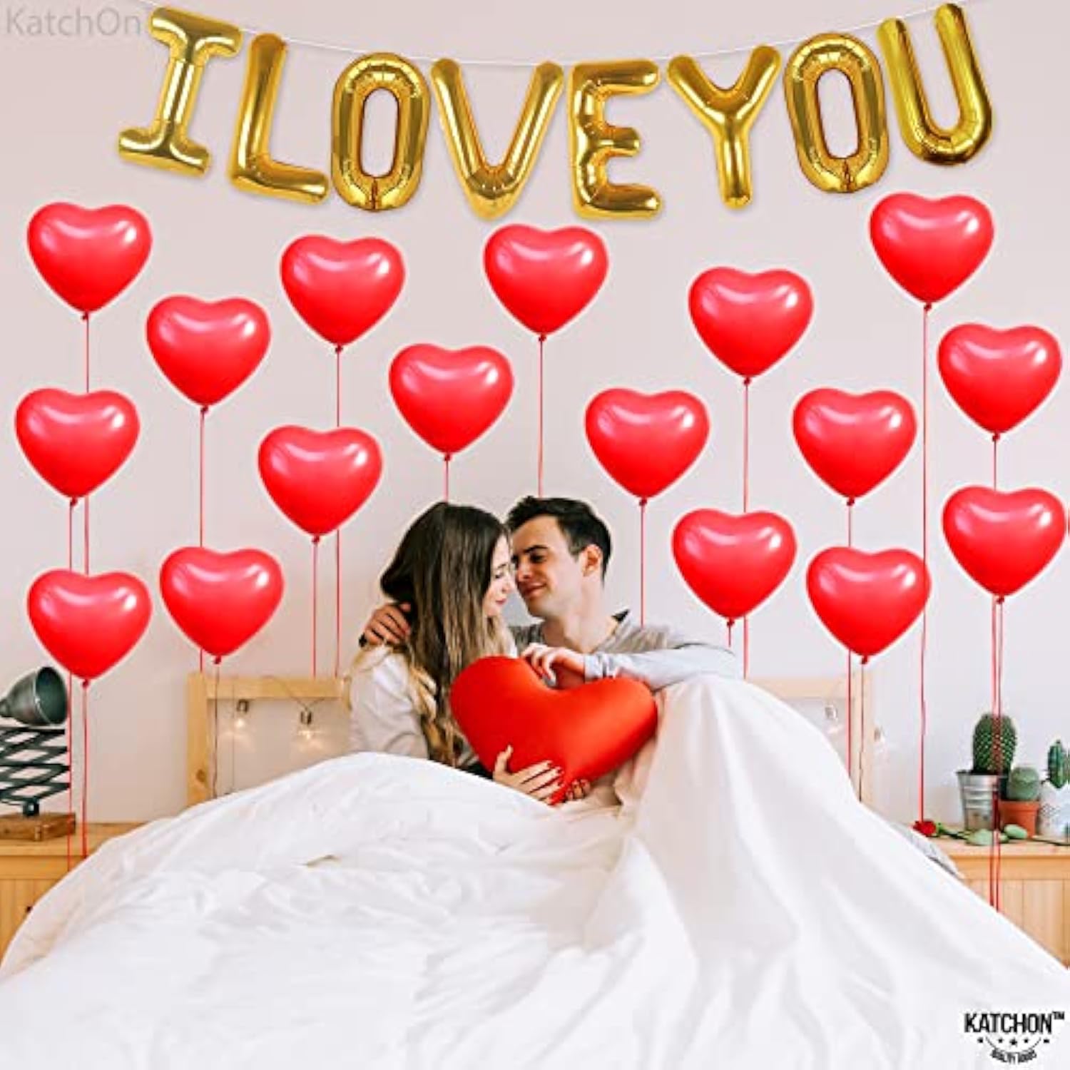 , Big I Love You Balloons And Heart Balloon - 16 Inch, Pack 28 | Love