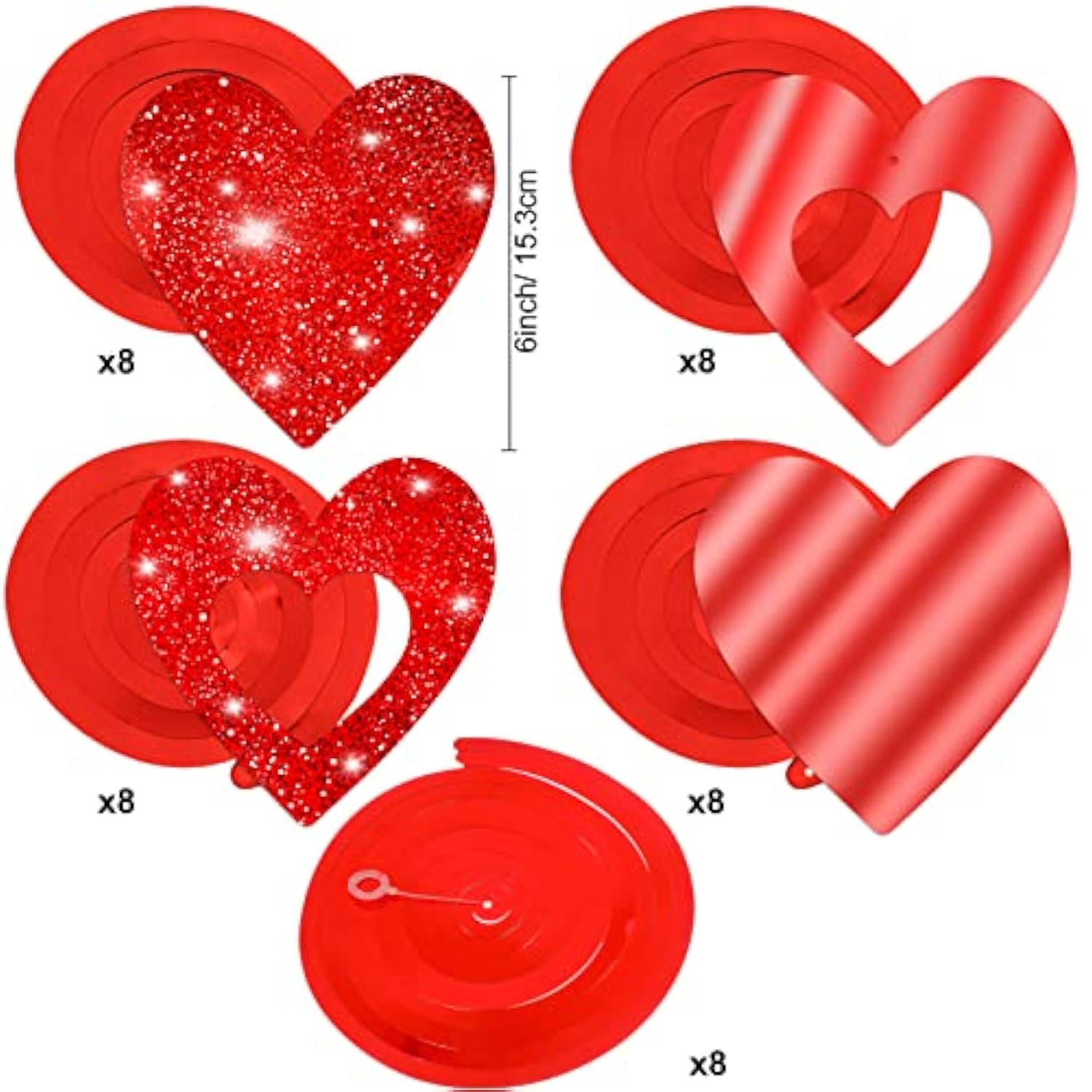 40Ct Glitter Valentine Hanging Swirl Decoration Heart Swirls Ceiling Streamers Strings, Happy Valentine'S Day Decor Anniversary Wedding Birthday Bridal Shower Bachelorette Party Supplies