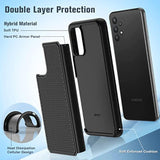For Galaxy A32-5G Phone Case: Samsung Galaxy A32 5G Dual Layer Protective Heavy Duty Cover Shockproof Rugged With Non Slip Textured Back - Military Protection Bumper Tough 6.5Inch (Black)