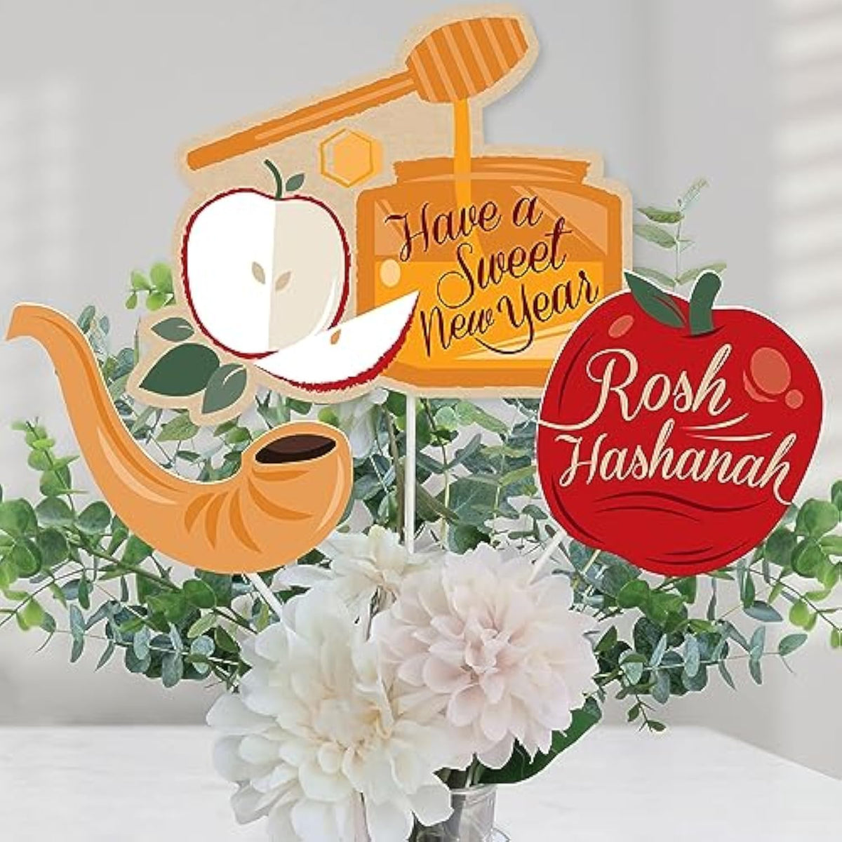 15-Piece Rosh Hashanah Centerpiece Sticks Table Toppers for Jewish New Year