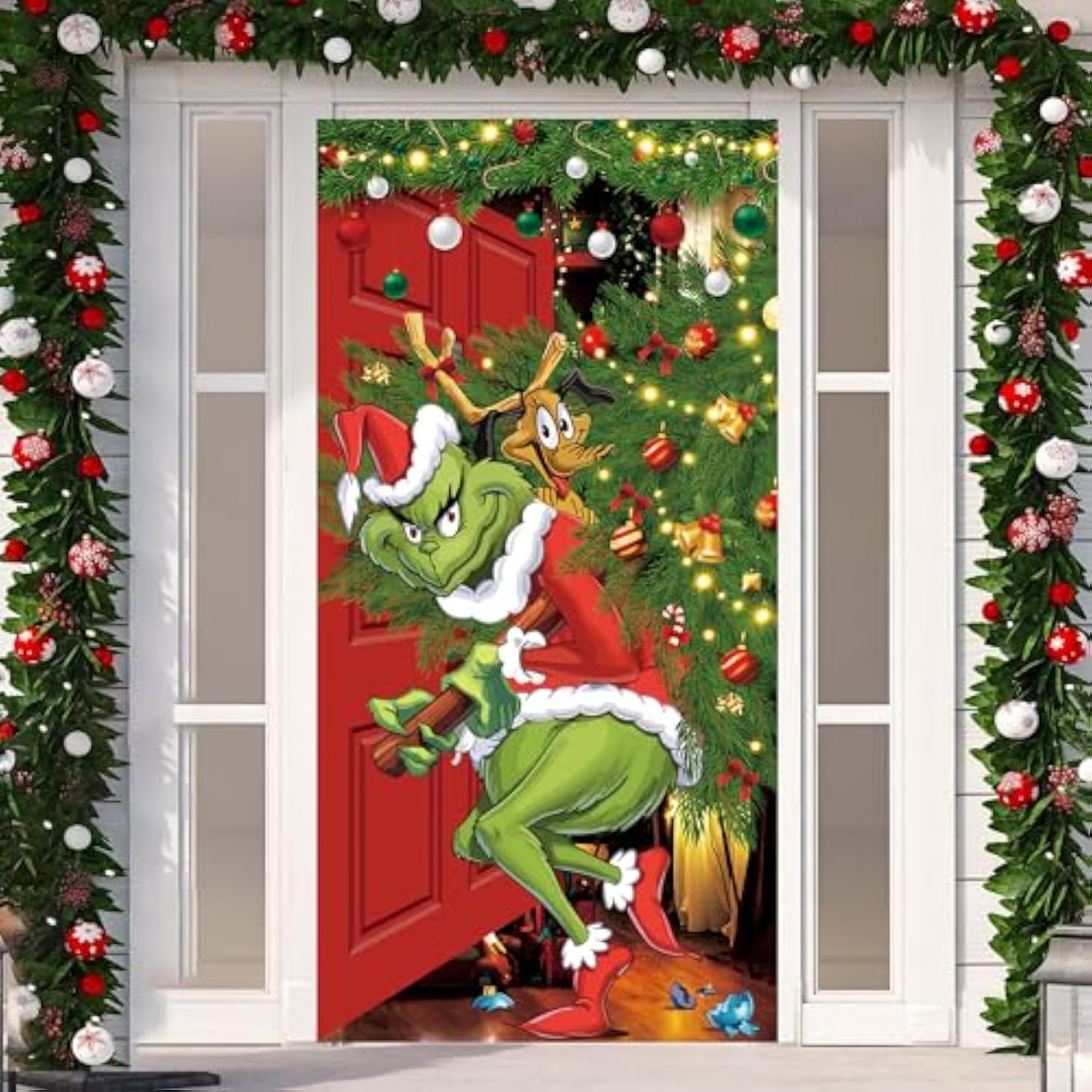 Merry Grinchmas Banner, 71 X 35In Polyester, New Year Christmas Decor For Home Party