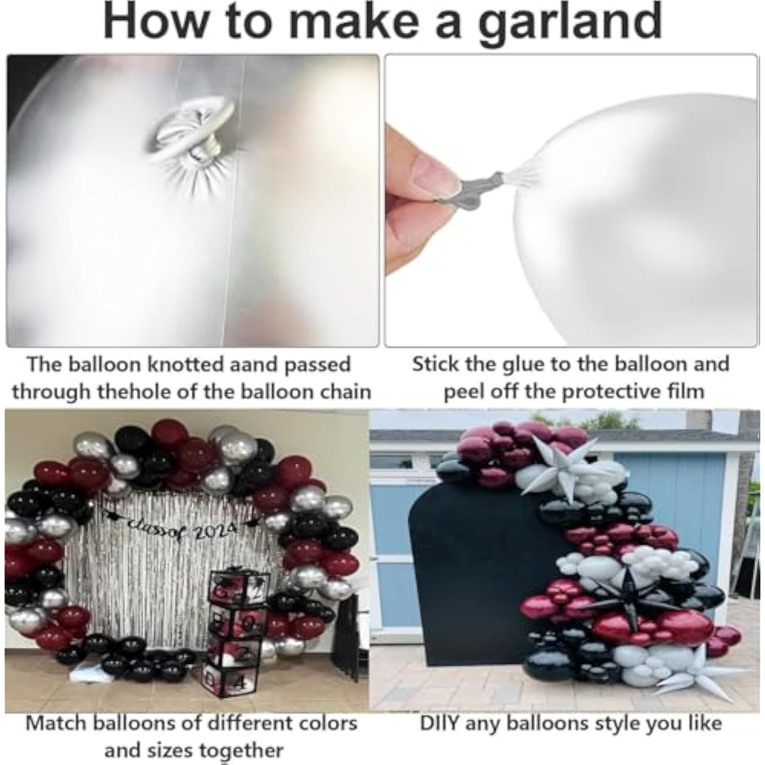 114Pcs Burgundy Black Balloon Garland Kit for Graduation, Birthday, Wedding