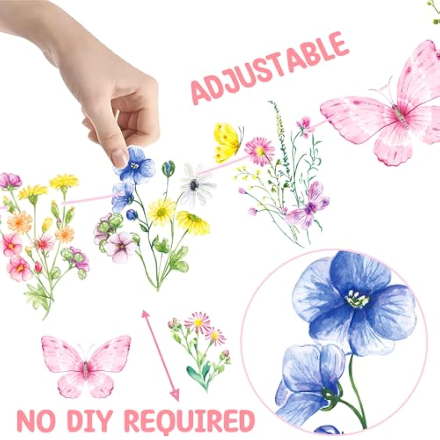 Wildflower Party Banners 2Pcs Wildflower Birthday Party Supplies Spring Floral Party Decorations Wildflowers Themed Cutout Banner For Girl Women Garden Themed Decor