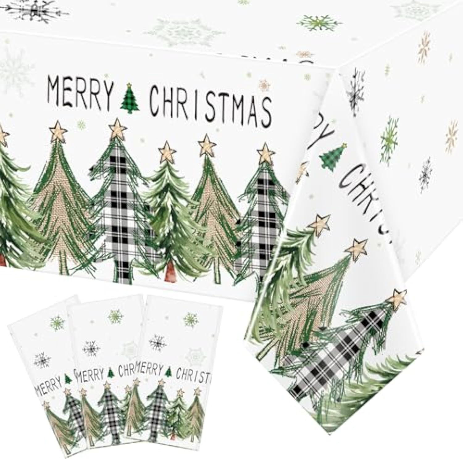 3pcs Christmas Tree Tablecloth Disposable Xmas Party Table Cover 54x108in