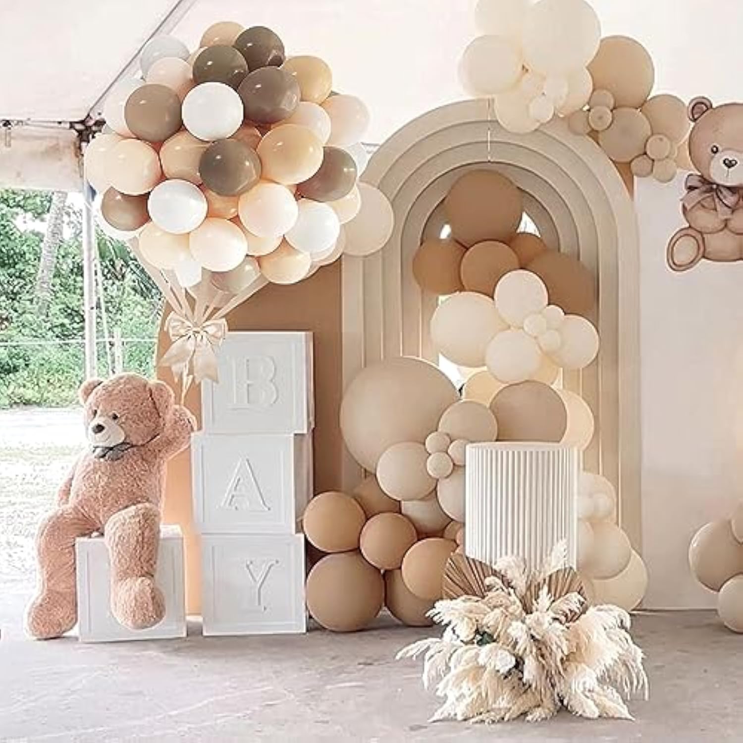 82 Pcs Party Balloons Kit Latex 10 Inch Brown Khaki Cream Balloons Wit