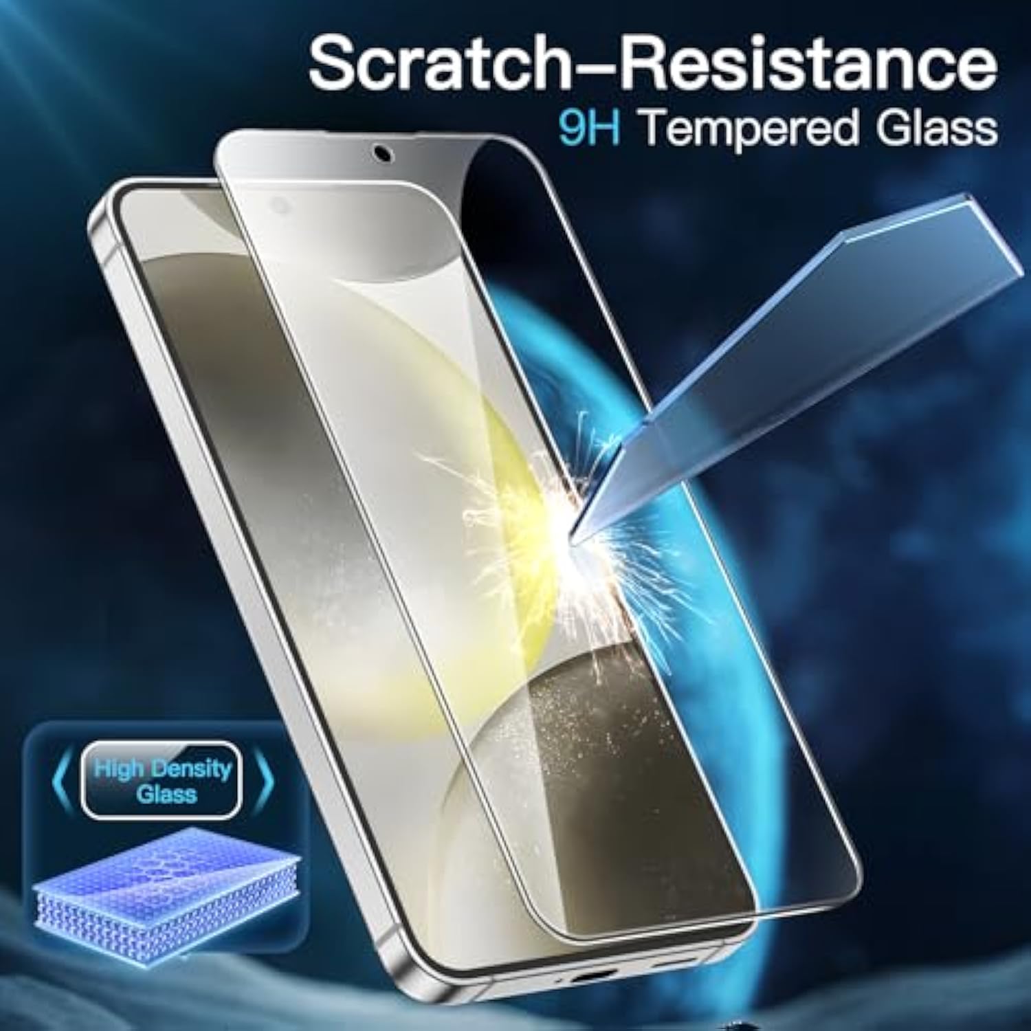 JETech Screen Protector for Samsung Galaxy S24 5G 6.2-Inch, Tempered Glass Film, Fingerprint ID Compatible, HD Clear, 3-Pack