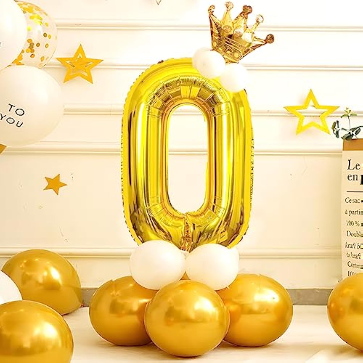 40 Inch Gold Number Balloons, Helium Mylar Foil Number Balloons For Birthday, Number 0 Balloon For Birthday Decorations For Kids, Anniversary Party Decorations Supplies