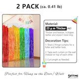 Pride Party Decorations - Rainbow Streamers Thicken 2 Pack 3.2 X 8.2 Ft - Rainbow Tinsel Foil Fringe Curtains, Photo Booth Props Backdrops For Birthday, Fiesta, Mexican, Pride, Baby Shower