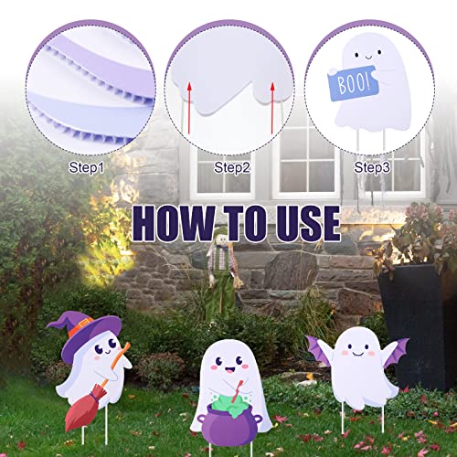 10 Pcs Ghost Halloween Yard Signs with 20 Stakes for Outdoor Lawn