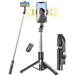 Selfie Stick Tripod With Light, 45'' Selfie Stick With Wireless Remote, Portable Phone Tripod Compatible With Iphone 16/15 Pro Max/15/14 Pro/14/13, Samsung S22/ S23 Ultra/Android Smartphone