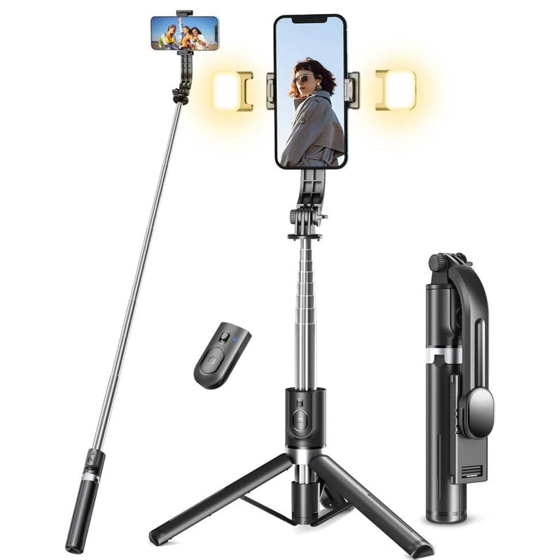 Selfie Stick Tripod With Light, 45'' Selfie Stick With Wireless Remote, Portable Phone Tripod Compatible With Iphone 16/15 Pro Max/15/14 Pro/14/13, Samsung S22/ S23 Ultra/Android Smartphone