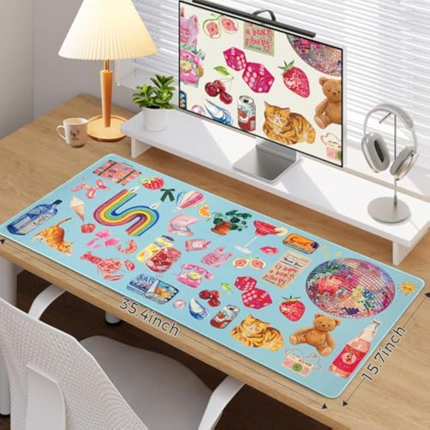 Mouse Pad Desk Mat Large, Anti-Slip Big Mousepad Xxl Large With Stitched Edges, 35.4"X15.7" Mouse Mat For Computer(Sky Blue)