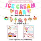 Pre-Strung Ice Cream Party Decor Kit Sundae Bar Sign for Birthday/Baby Shower