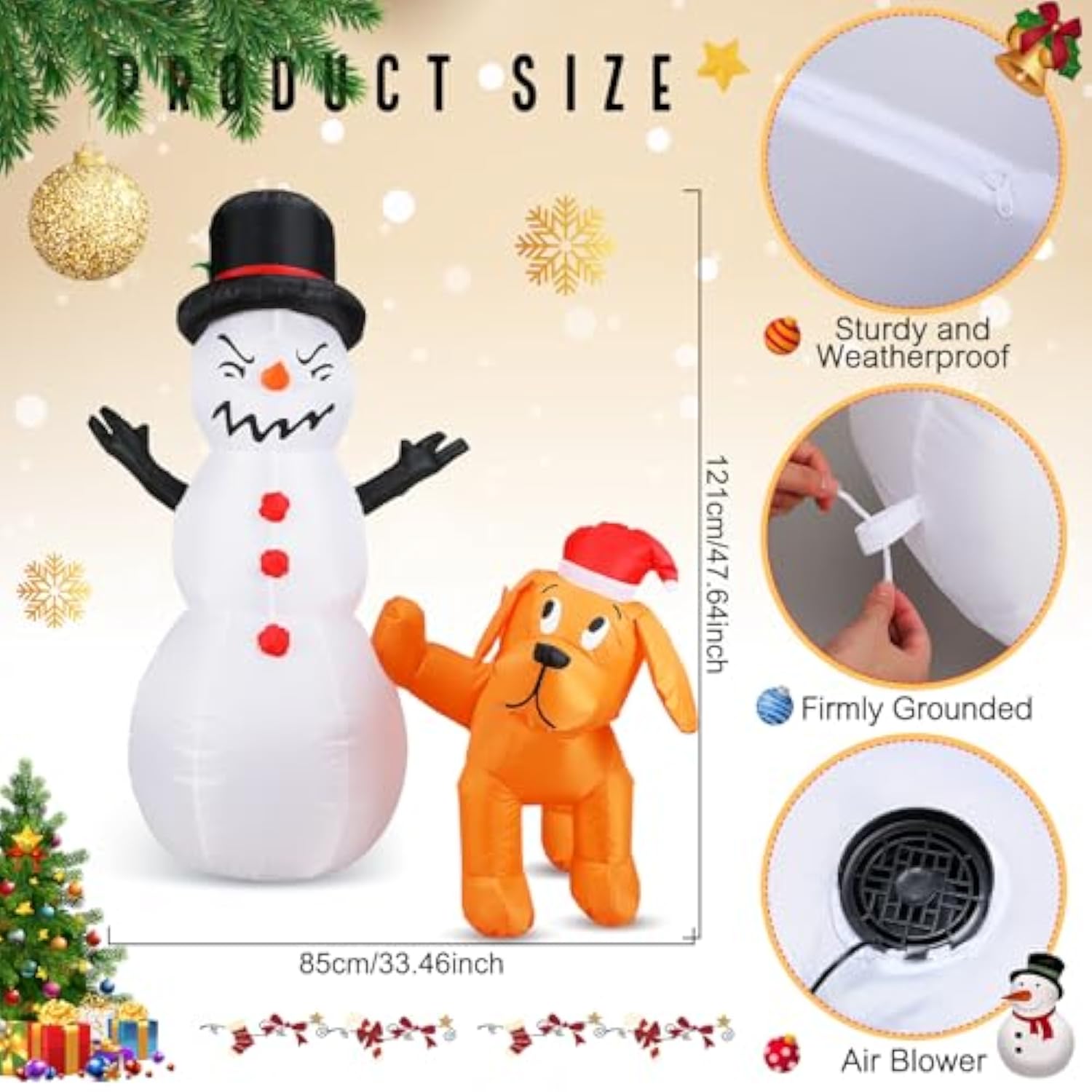 4 Ft Tall Dog Christmas Decoration Christmas Inflatable Decoration Snowman Peeing Dog Yard Snowman And Dog Xmas Yard Dec