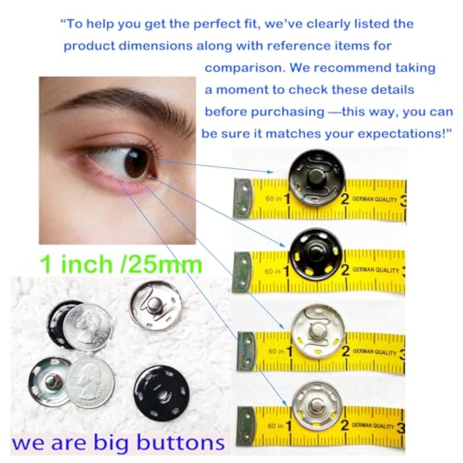 Sew On Snap Large Buttons 12 Sets Big Metal Snap Fastener Buttons Pres