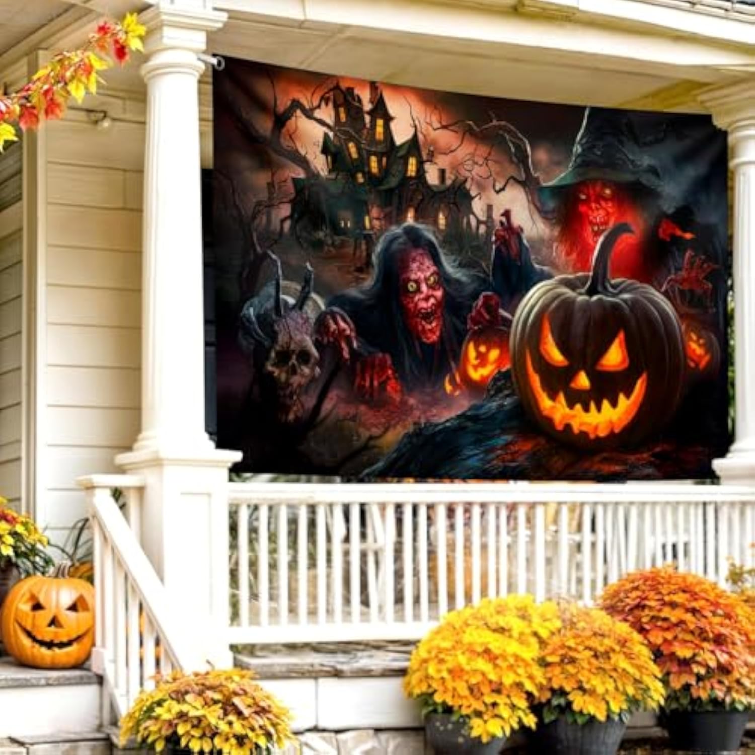 Halloween Backdrop Banner 71x43 Inch Pumpkin Wall Photo Booth Decor Indoor Outdoor
