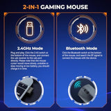 Wireless Gaming Mouse, 2.4Ghz & Bluetooth 5.3 Dual Mode, 60Hrs Battery, Ergonomic Lightweight Design, 6 Adjustable Dpi (800-6400), 7 Rgb Lights, Rechargeable Mice Compatible With Pc/Mac/Laptop