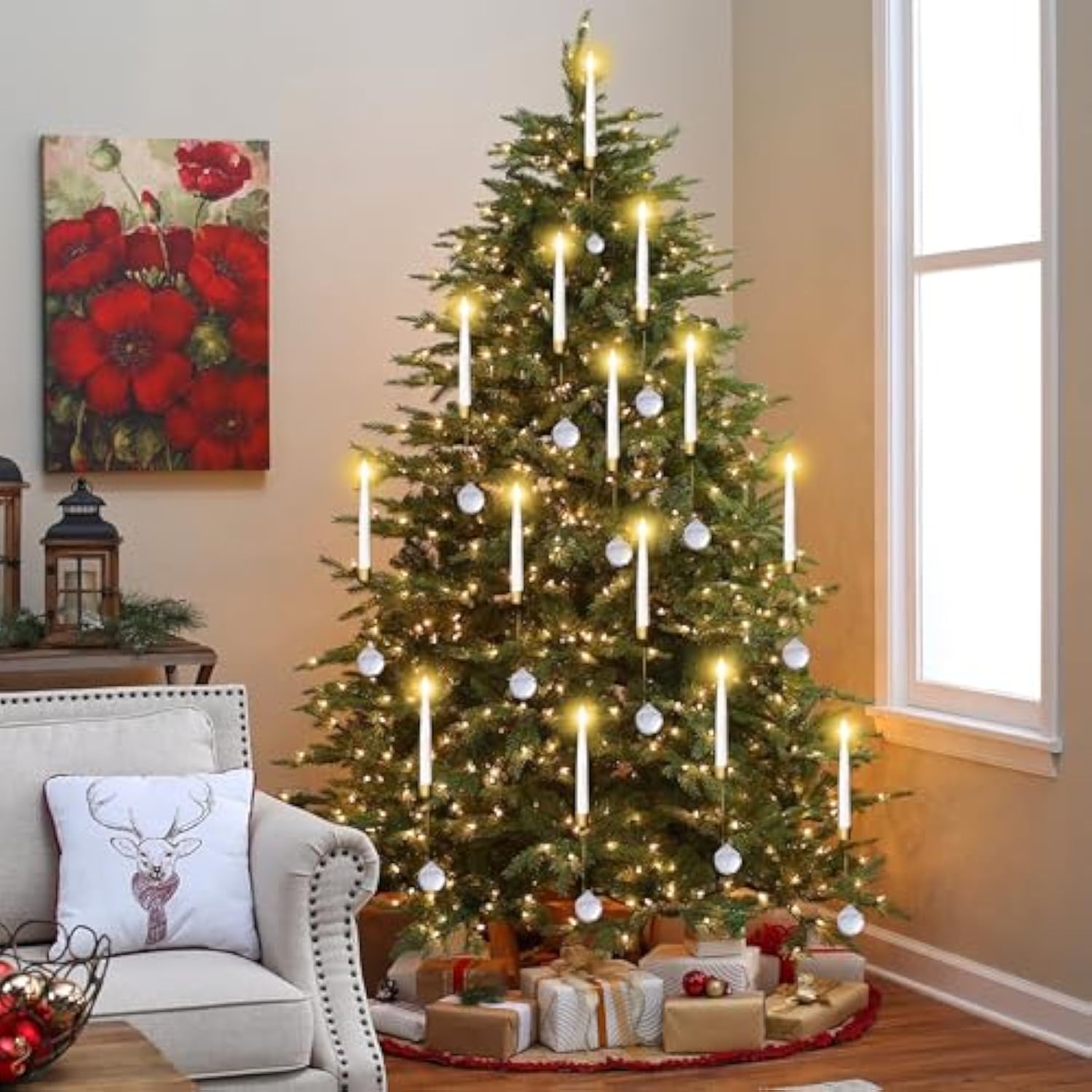 Christmas Tree Candles Lights With Remote - 12 Pack Led Flickering Flameless Candle Lights For Christmas Tree Decoration, Holiday Decoration & Home Party Decor, Crystal Ball