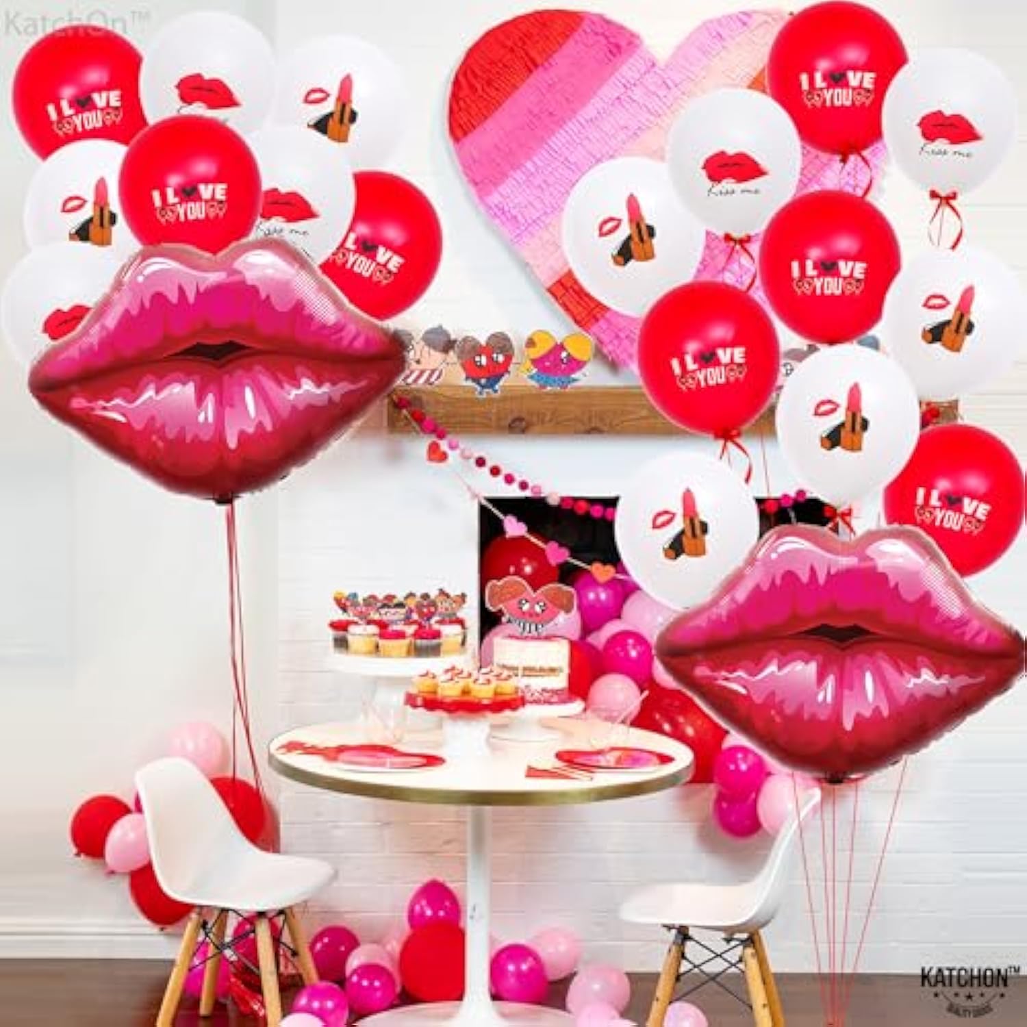Big 30 Inch, Red Lips Balloons - Pack Of 36 | Huge 49 Inch Red Lipstic