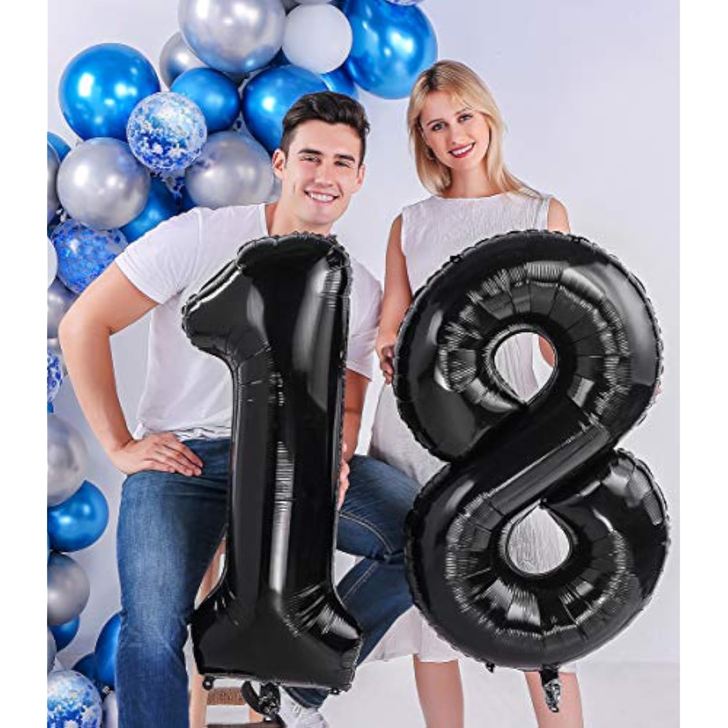 40 Inch Jumbo Black Foil Mylar Number Balloons For Boy Girl 18Th Birth