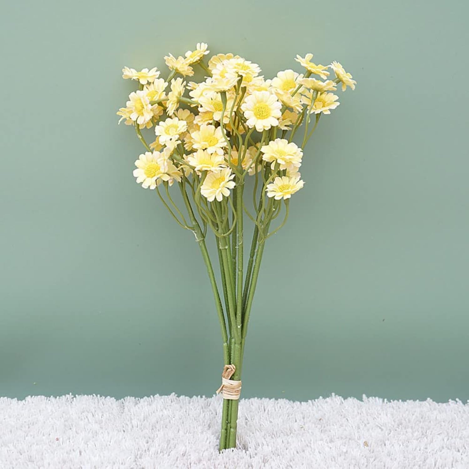 2 Bundle 60Heads Faux Chrysanthemum Artificial Flowers Creative Desktop Ornaments Floral Arrangement Bridal Bouquet Home Decorations(10.24Inch,White)