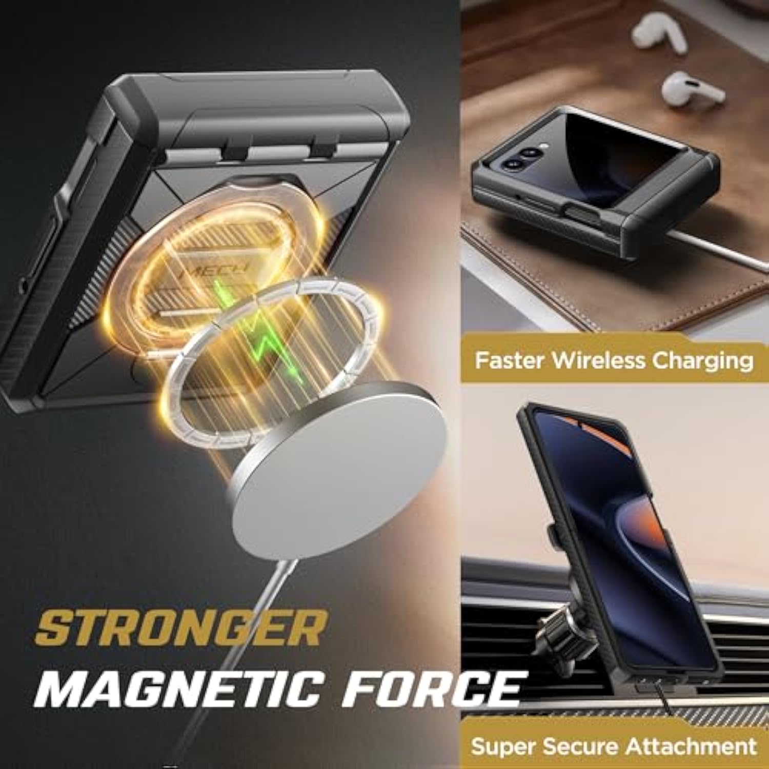 360° Spin Magnetic Stand For Motorola Razr 2025/2024 Case With Privacy Screen Protector, [Compatible With Magsafe] [Anti Spy] Full-Body Shockproof Case For Moto Razr 2024/2025, Black