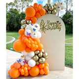 162pcs Orange White Gold Balloon Arch Kit with Confetti Balloons for Fall Party Decor