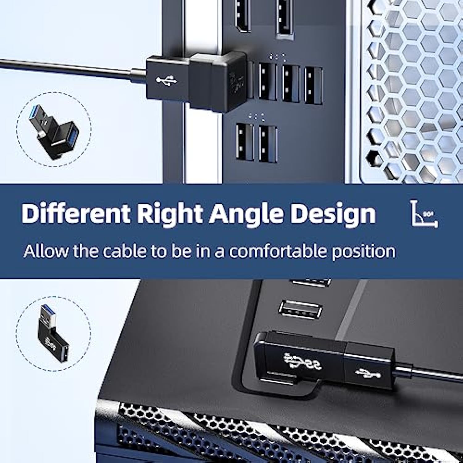 6 Pack 180 Degree & 90 Degree Usb 3.1 Adapter, Left And Right Angle Usb A Male