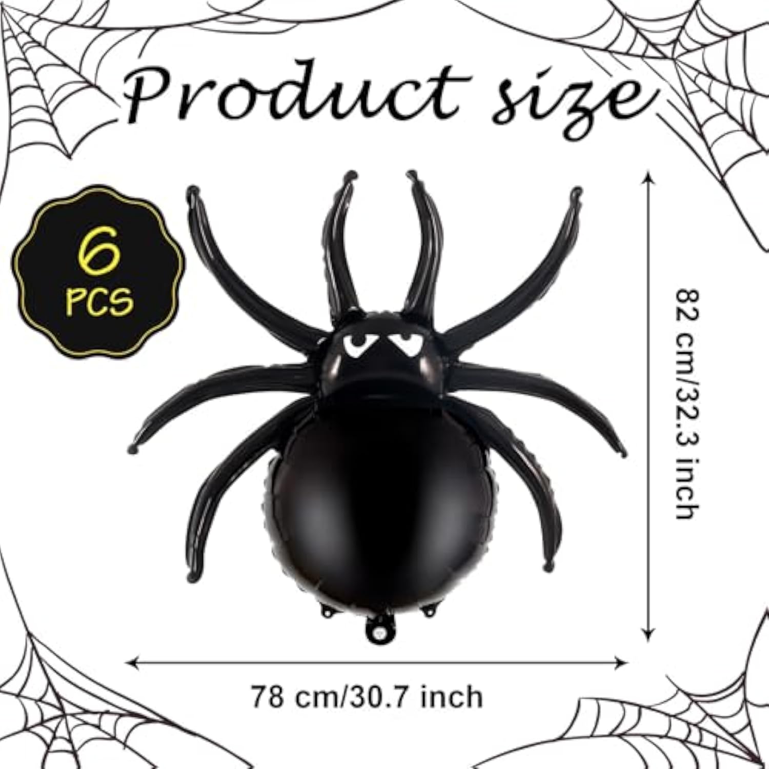 6 Pack Halloween Spider Balloons 33 Inch Black Foil Mylar Balloons Party Decorations