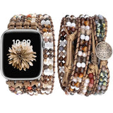 Boho Beaded Watch Band Women Compatible With Apple Watch Band 38Mm 40Mm 41Mm 42Mm(S10) Brown Stone Bracelet Adjustable Handmade Braided Rope Watch Strap For Iwatch Series 10/9/8/7/6/5/4/3/2/1/Se