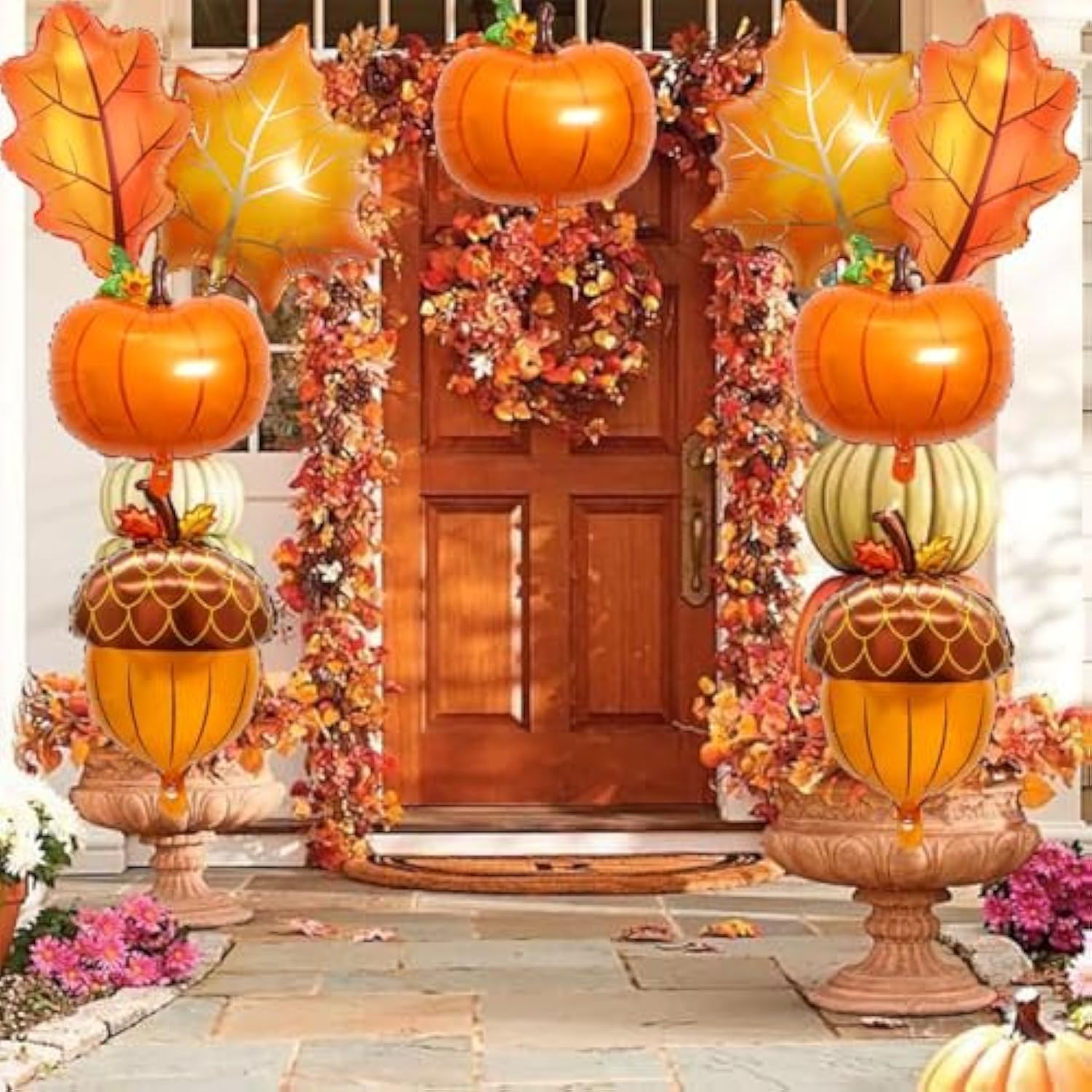 10pcs Fall Thanksgiving Balloons Pumpkin Pine Cone Maple Leaf Autumn Party Decorations