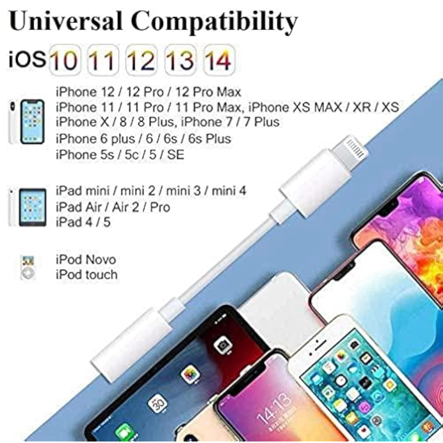 Lightning To 3.5 Mm Headphone Jack Adapter, [Apple Mfi Certified] 3 Pack Iphone 3.5Mm Headphones/Earphones Aux Audio Dongle Adapter Compatible For 14 13 12 11 Xs Xr X 8 7, Support All Ios