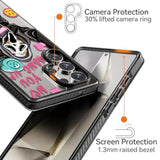 Black Galaxy S25 Ultra case with shockproof 6.6ft drop protection and skeleton design.