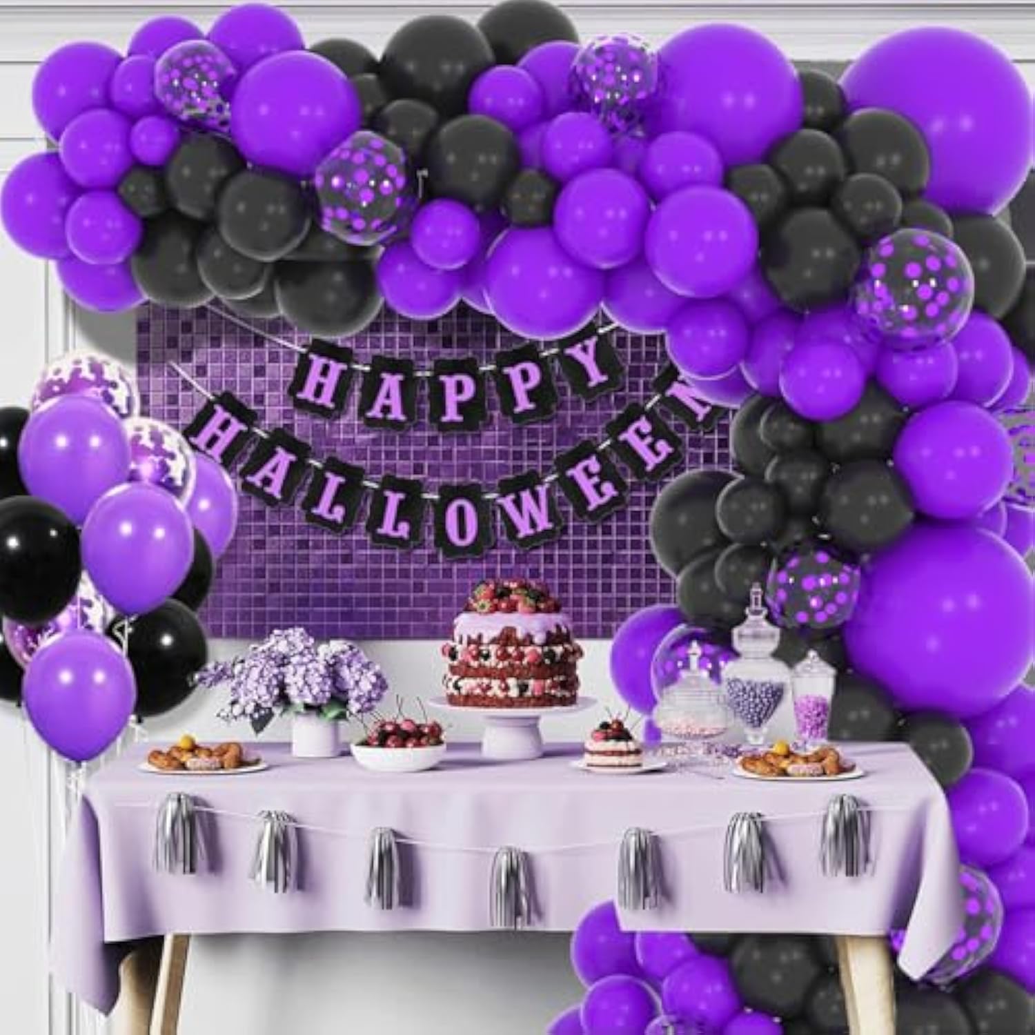 Purple Black Balloon Garland Arch Kit - 117Pcs Black And Purple Balloo