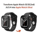 2 In 1 Waterproof Case Compatible For Apple Watch 44Mm Se3/Se2/Se Series 6/5/4 Screen Protector (Ultra Style Design) Iwatch Tempered Glass Protective Pc Back Cover Accessories, Black