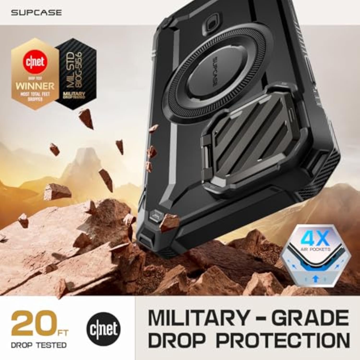 SUPCASE for iPhone 16 Pro Max Case (6.9 inch) with Camera Cover Stand, Dark