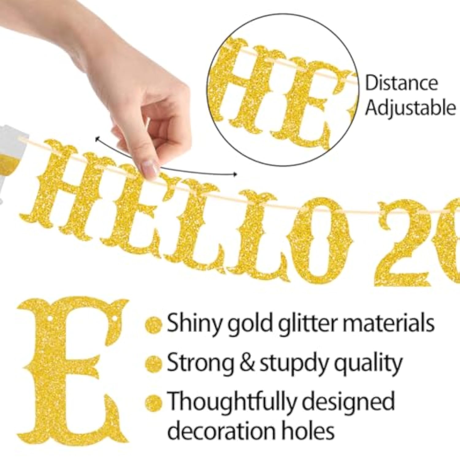 Happy New Year Banner Hello 2026 Party Decorations NYE Supplies