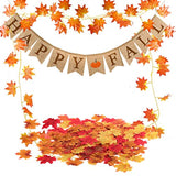 Happy Fall Pumpkin Burlap Banner with Maple Leaf Garland for Autumn & Thanksgiving Decor