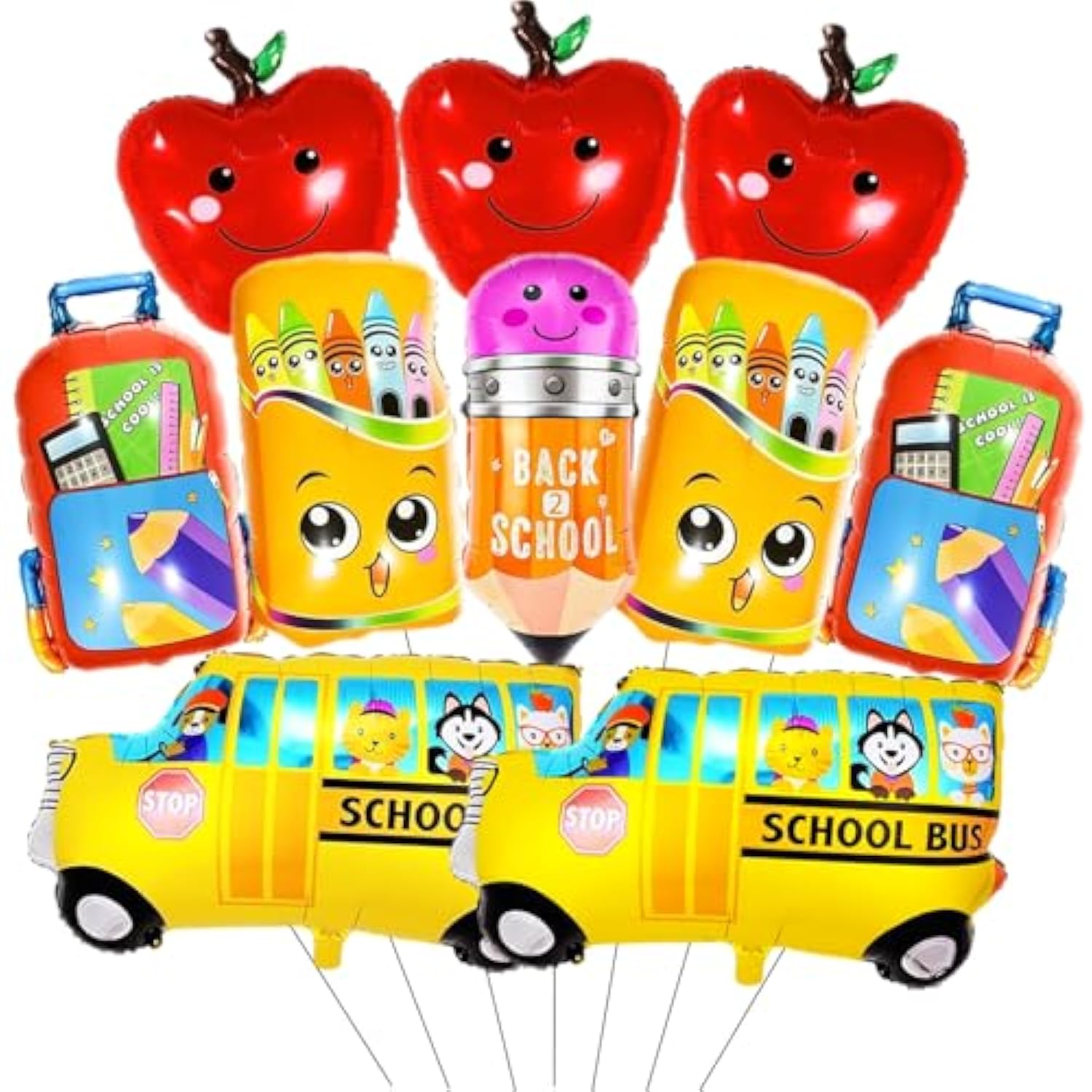 10 Pcs Back To School Balloons Big Set School Bus Balloon Apples Balloons First Day Of School Decorations Welcome Back To School Party Decorations