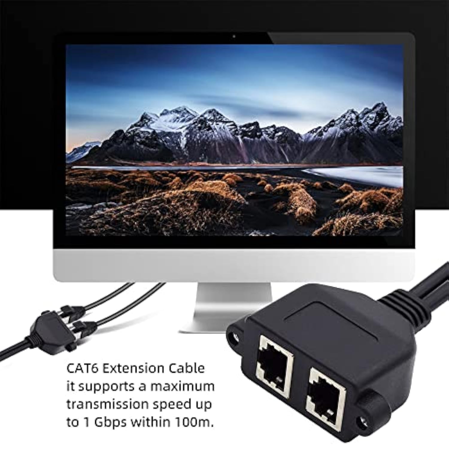 cablecc Dual Ports UTP Cat6 Male to Female LAN Ethernet Network Extension Cabl