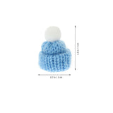 10Pcs Mini Christmas Knit Hats: Round Tiny Santa Hats With Pom Pom Knitting Doll Caps For Crafts, Small Santa Caps Crafts Christmas Tree Ornaments Diy Hair Accessories (Light Blue)