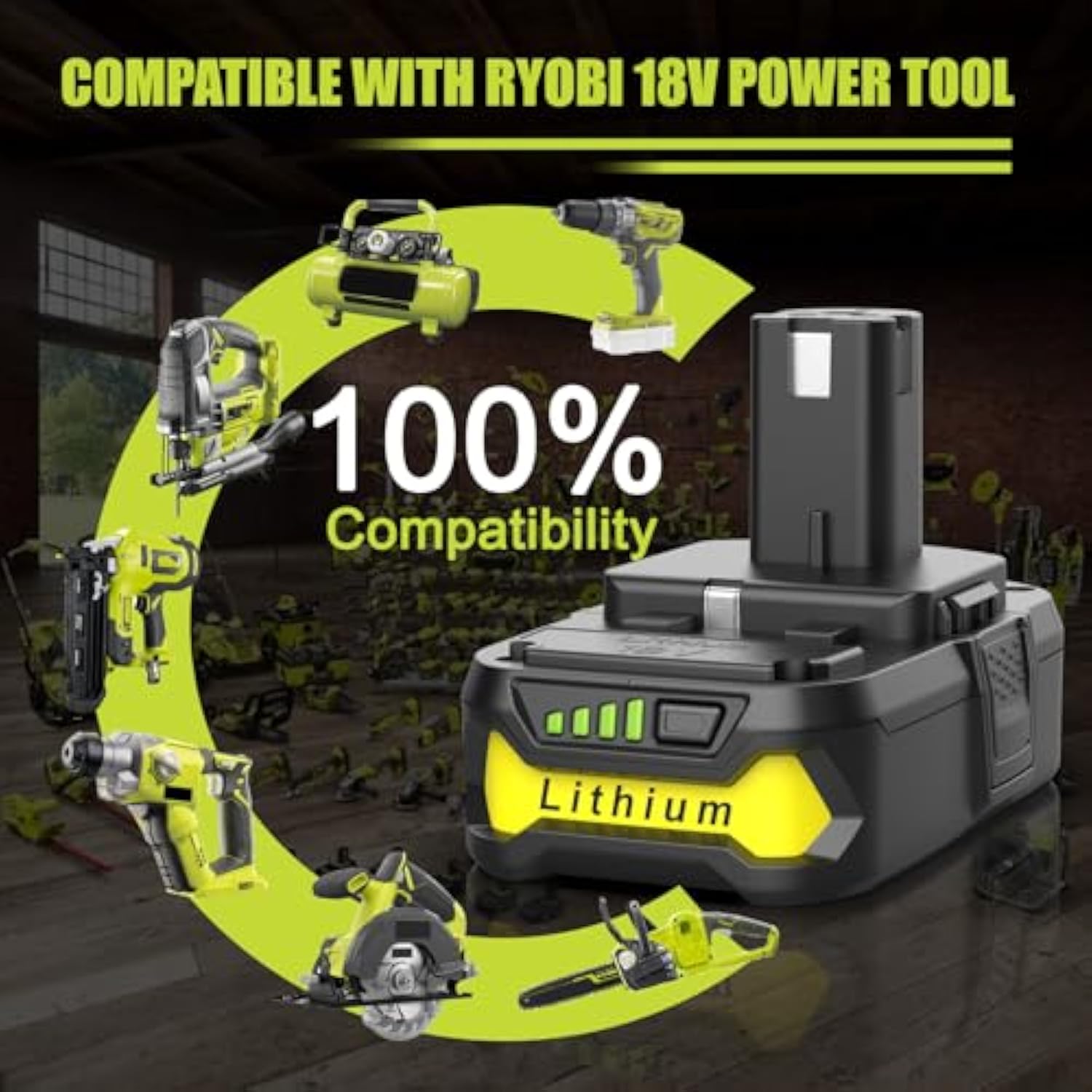 2 Pack 4.0Ah Replacement For Ryobi 18V Battery P108 Li-Ion Replacement For Ryobi 18V One+ Battery Compatible With P102 P108 P103 P105 P107 P109 P104 And One Pickleball Machine