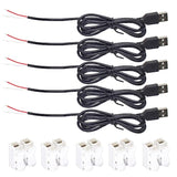 5Pcs Usb 2 Wire Pigtail Cable 1A 5V 1M 3.3Ft Black 28Awg Usb A Male Power Cable Plug Cord Connectors With Quick Wire Cable Connector