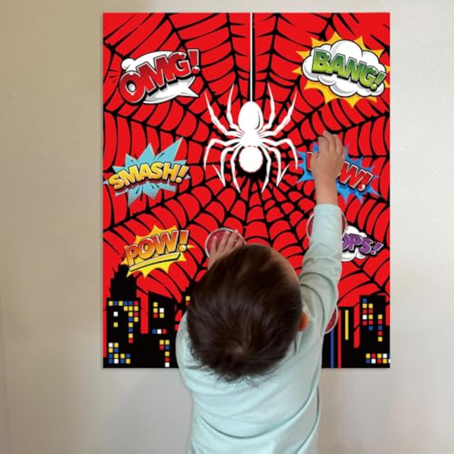 Spider Birthday Party Games Decorations, Pin The Sticker On The Spider Party Games For Kids Spider Hero Theme Party Games Supplies Favors - 27 Stickers