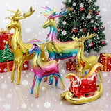5 Pc Christmas Foil Balloons Reindeer Santa Sleigh Mylar Xmas Party Decor