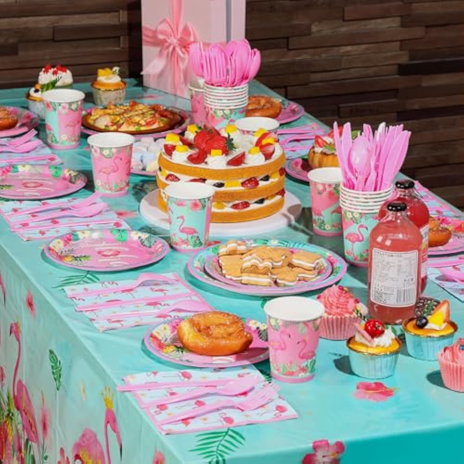171 Pcs Flamingo Birthday Party Supplies 16 Sets Tropical Hawaiian Party Decorations Include Napkins Plates Cups Spoons Forks Knife Balloons Leaves Backdrop Tablecloth For Girls Boys Kids