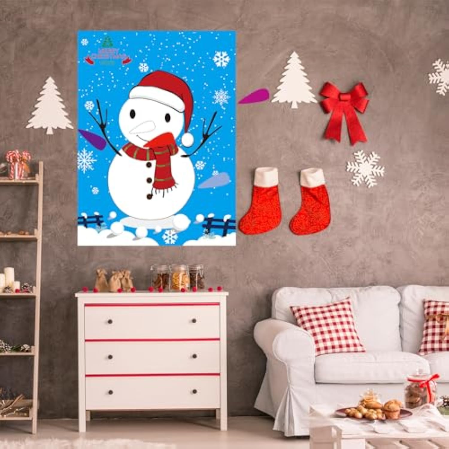 Pin the Nose on Snowman Christmas Party Game Poster for Kids