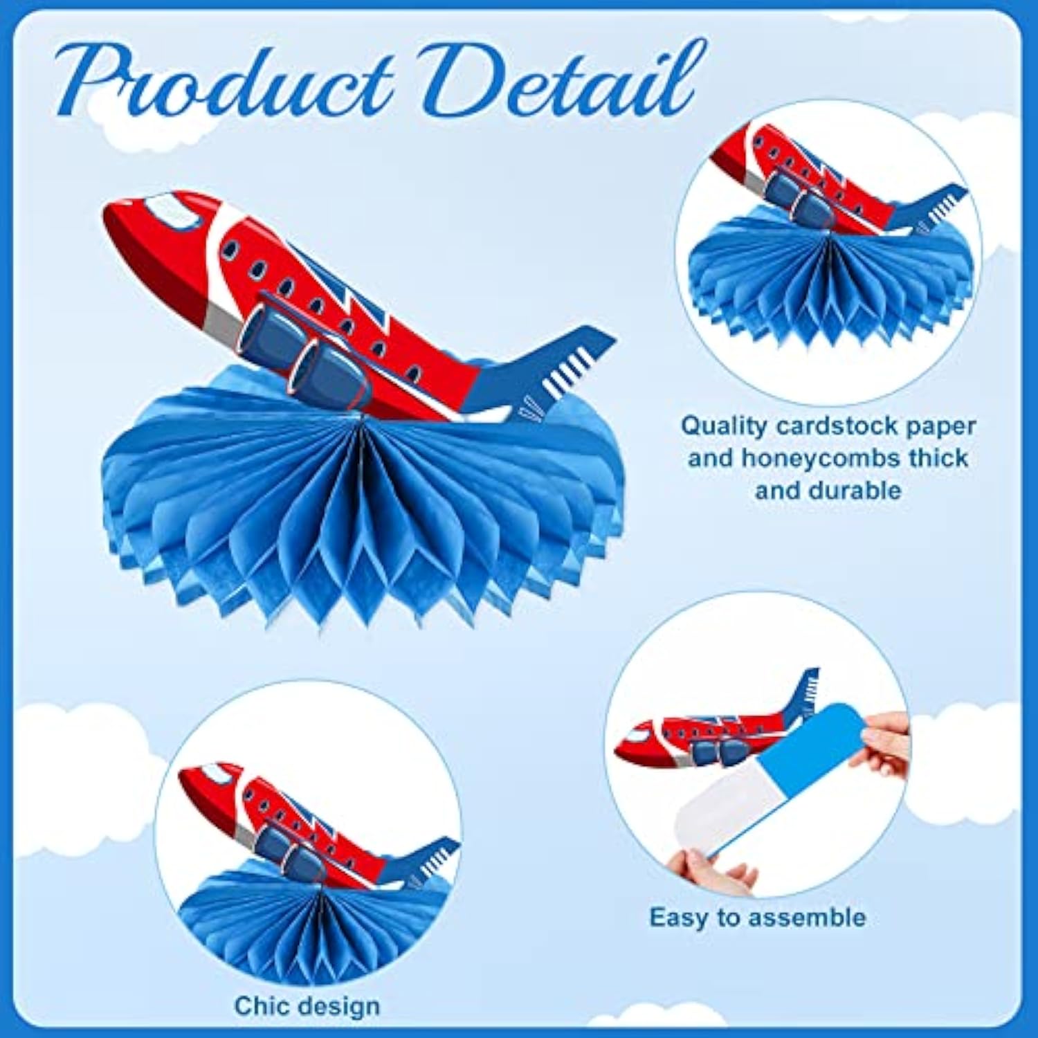 10Pcs Airplane Honeycomb Centerpieces 3D Table Decor for Party & Baby Shower