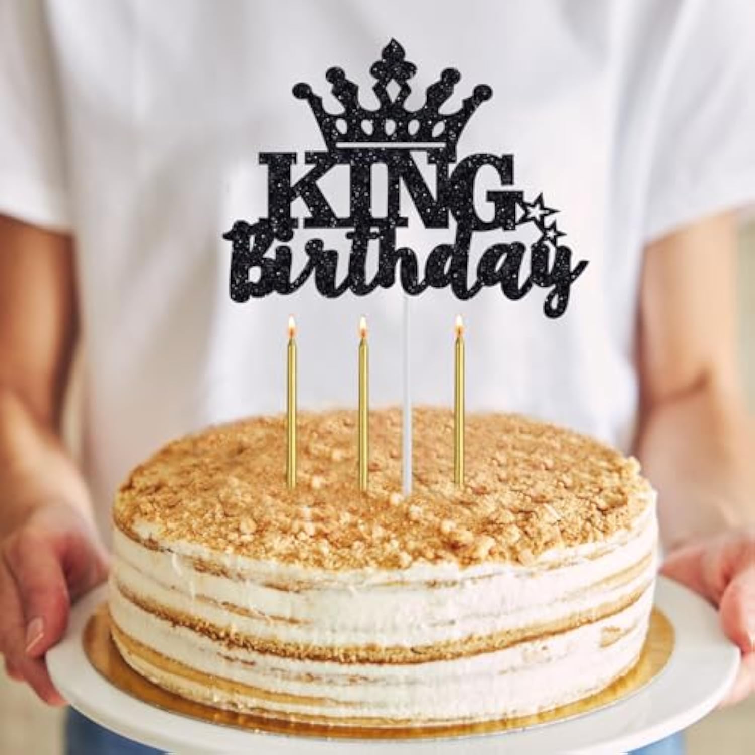 Birthday Gifts For Men, Birthday Decorations For Men, Party Decor Supplies Including King Crown & Sash & Cake Topper & Candles